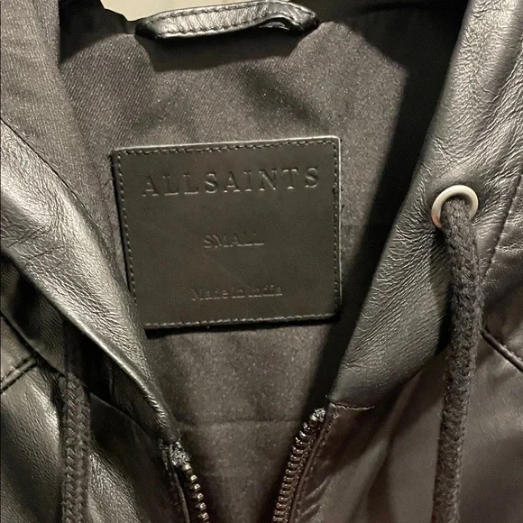 All Saints Payton  leather hooded jacket - Picture 2 of 8